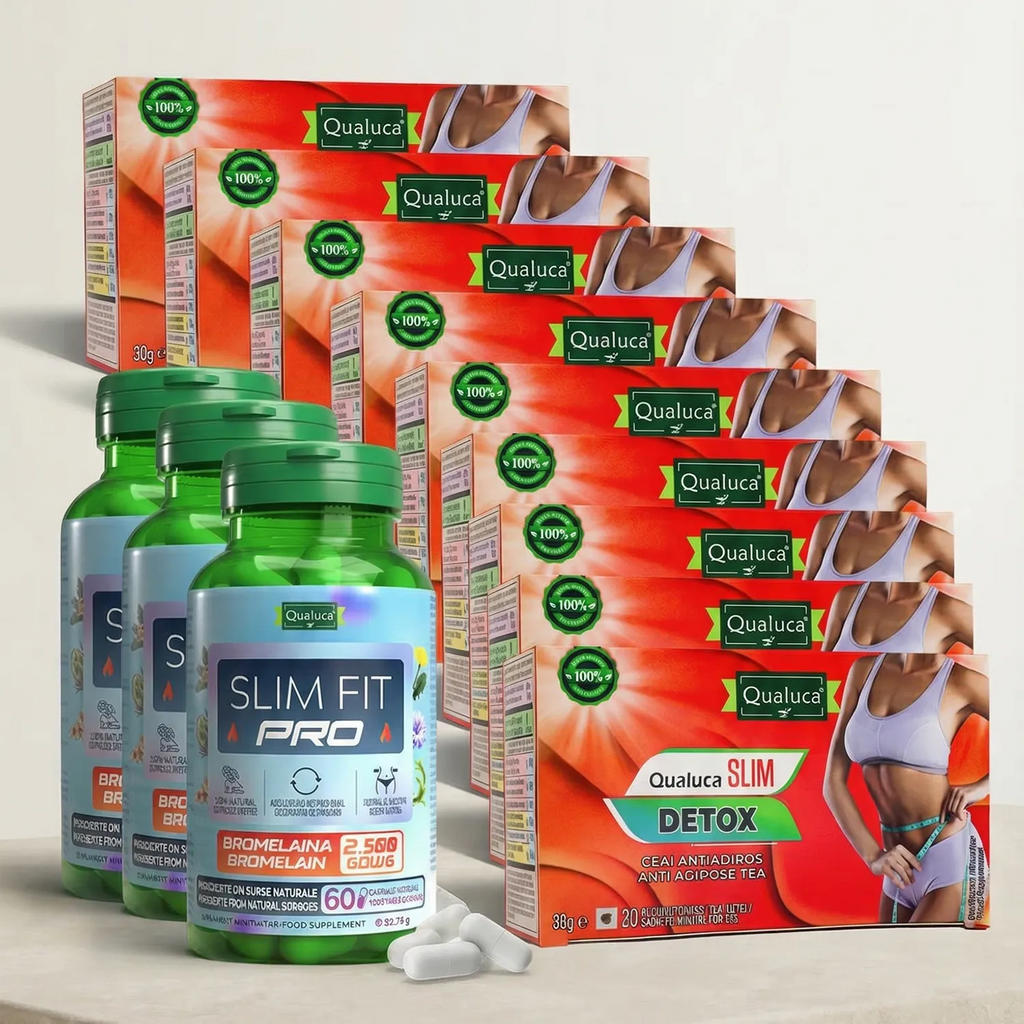 Complex de slabit si detoxifiere, Pastile Slim Fit PRO + Ceai Slim Detox, 90 zile