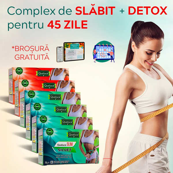 Ceai de slabit + detox Qualuca, Complex 45 zile